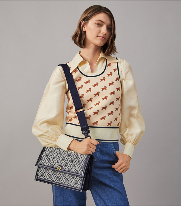 Tory Burch T Monogram 緹花單肩包