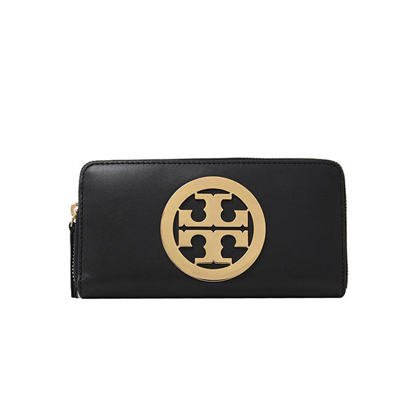 Tory Burch Charlie 雙T LOGO牛皮拉鍊長夾