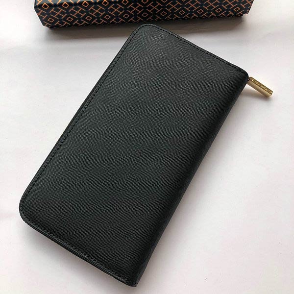 Tory burch Robinson 經典十字纹防刮皮革拉鏈長夾